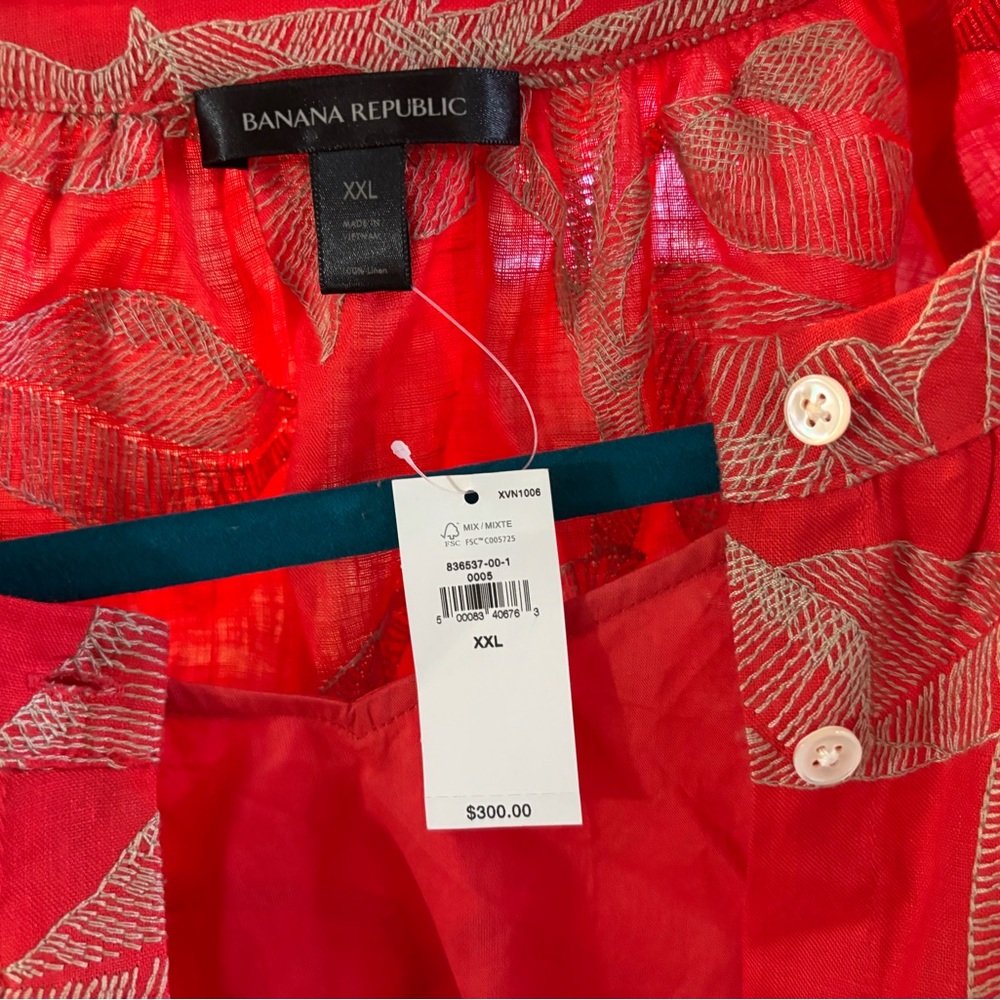 Banana Republic Dress White Leaf Design